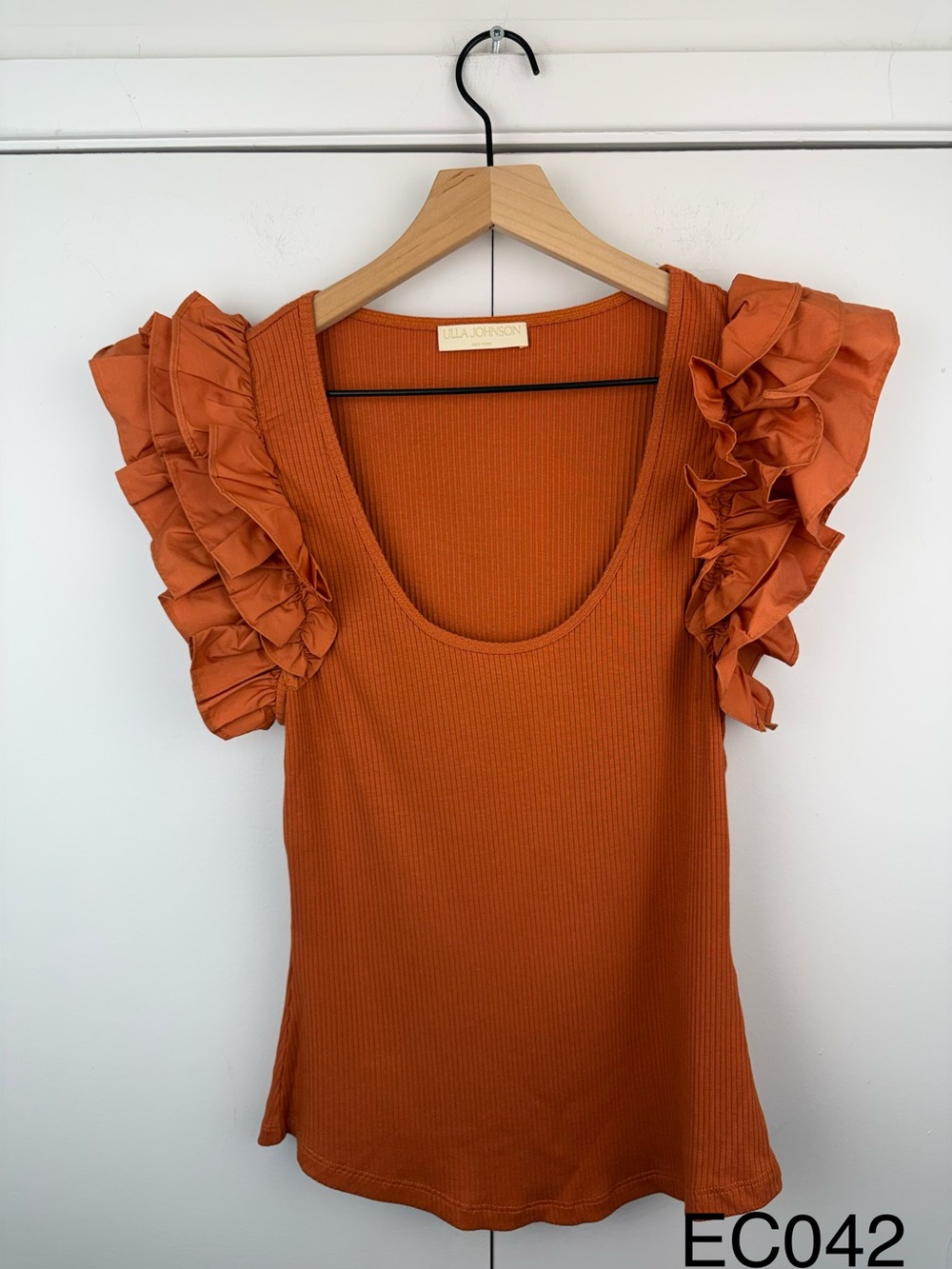 Ulla Johnson Koa Auburn Ruffle Sleeve Top M